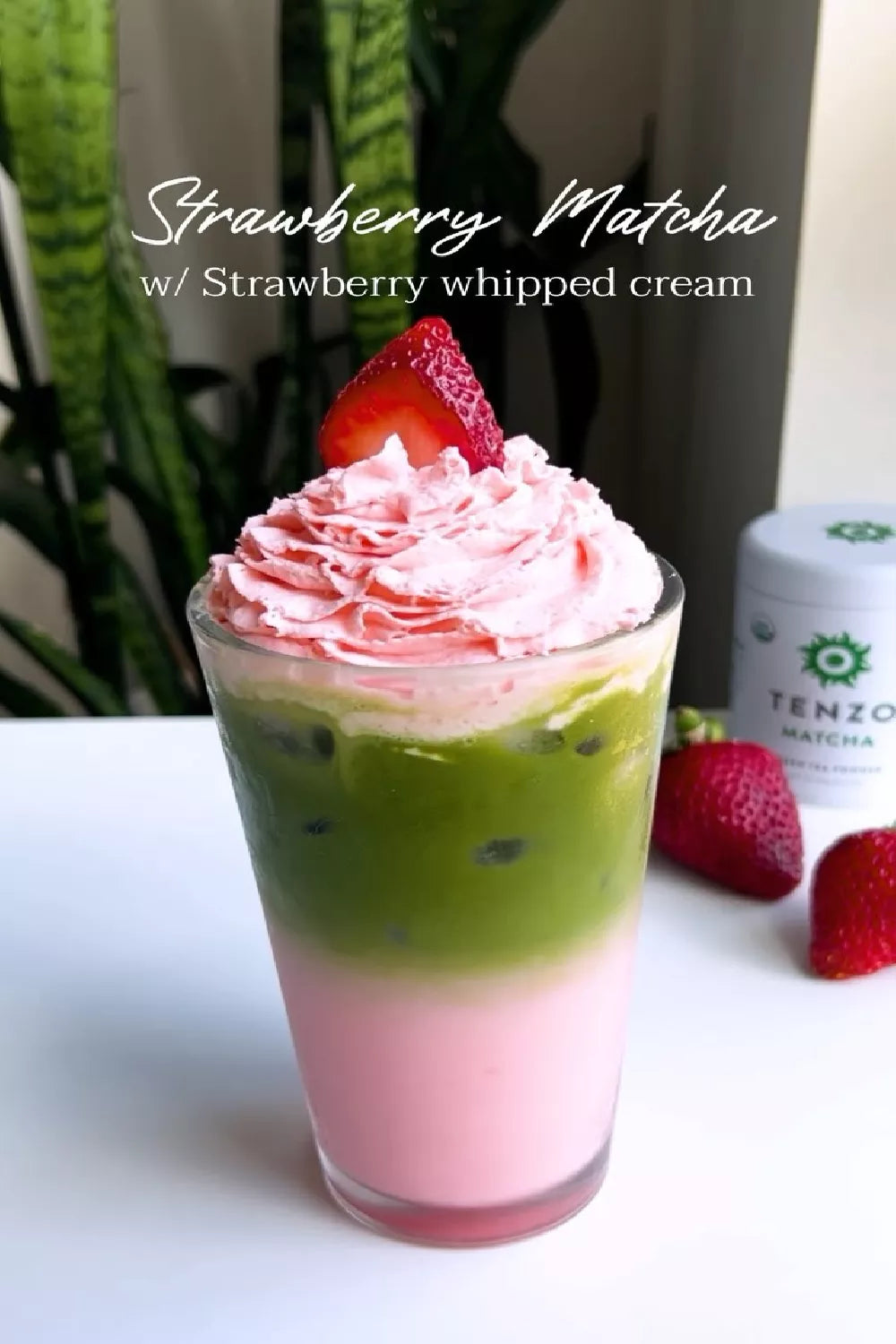 Matcha with Strawberry Whipped Cream