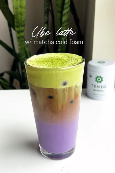 Ube Latte with Matcha Cold Foam