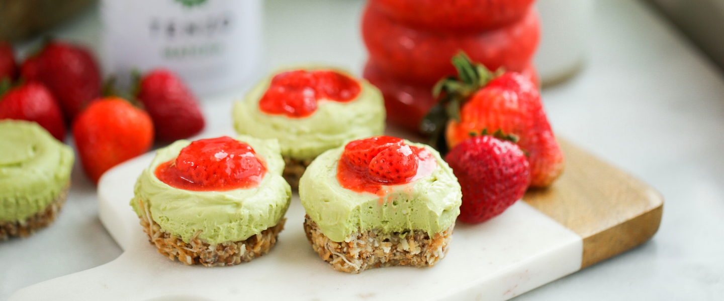 Mini No-Bake Matcha Cheesecakes