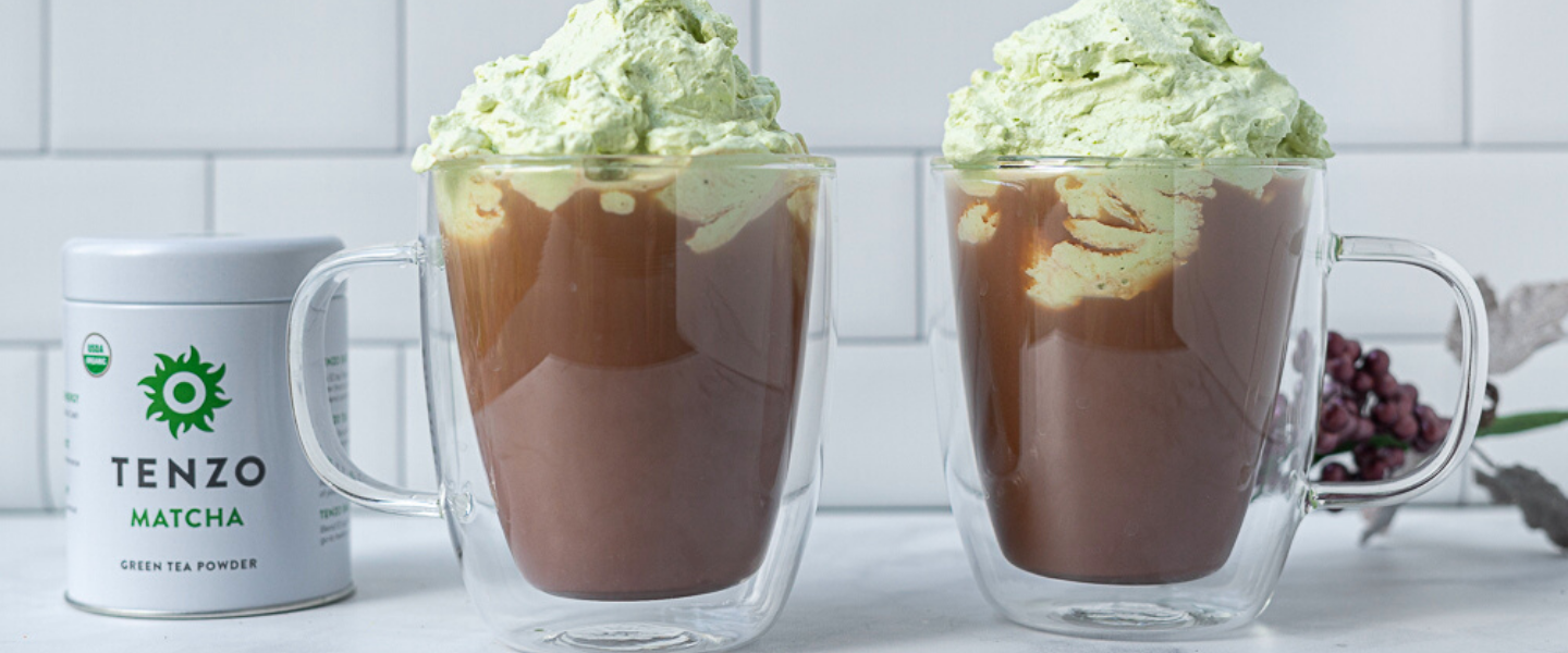 Hot Chocolate with Matcha Whipped Cream