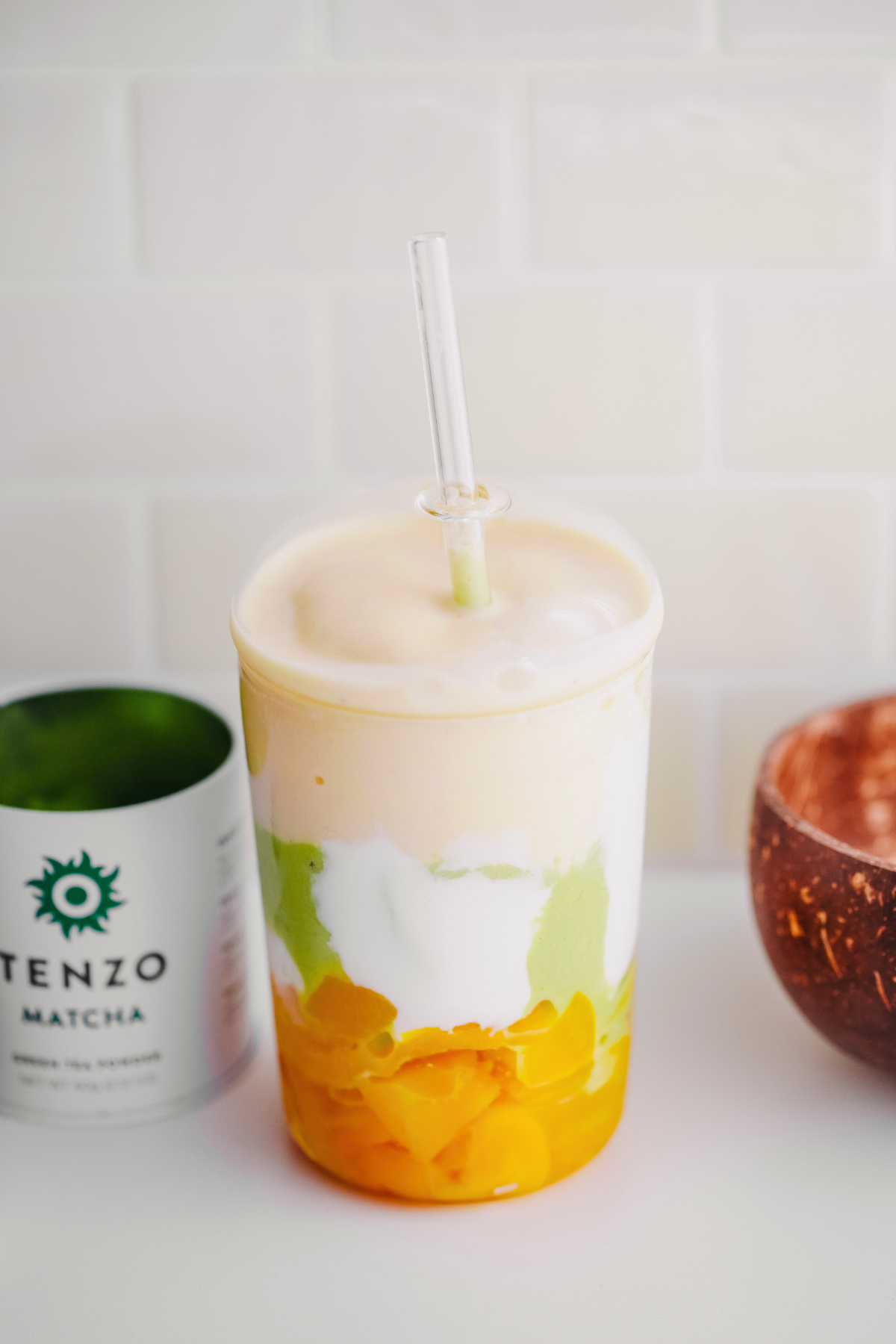 Peach Matcha Yogurt Smoothie