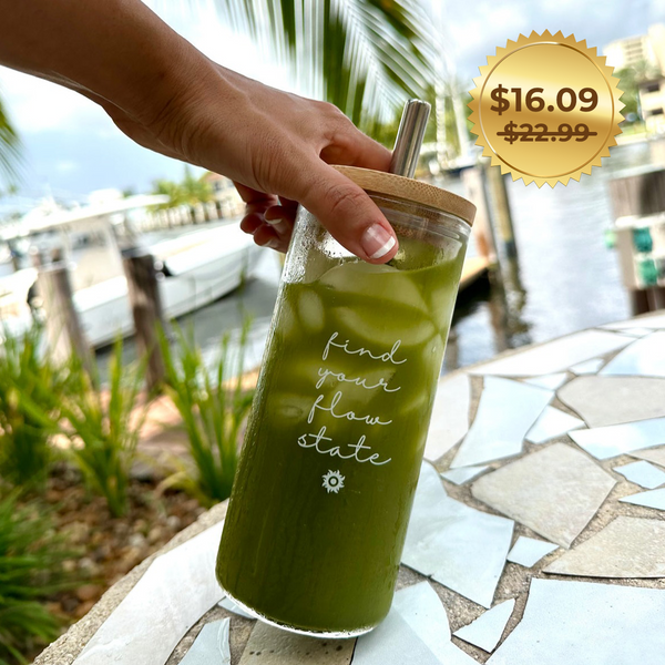 Tenzo Tea Find your flow state glass tumbler view 1