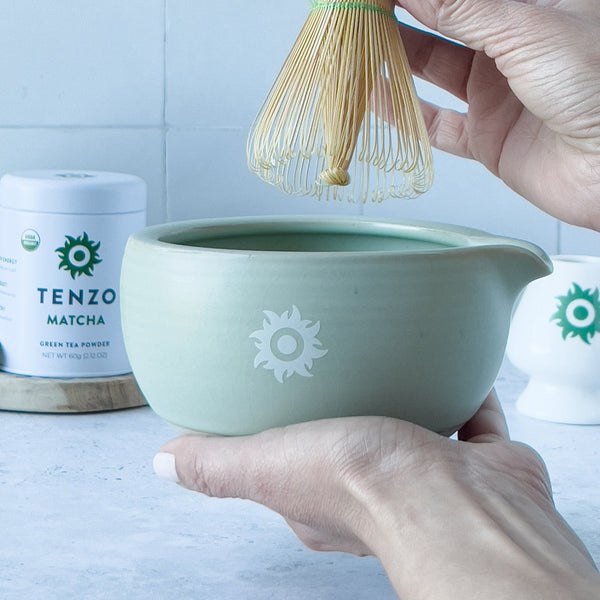 Green Matcha Bowl With Pour Spout