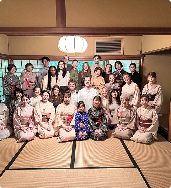 Community gathering together over matcha